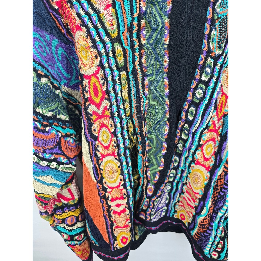 Coogi Australia Vintage 3D Knit Multi-Color Cotton Sweater Mens XL Made in AU - Picture 5 of 7